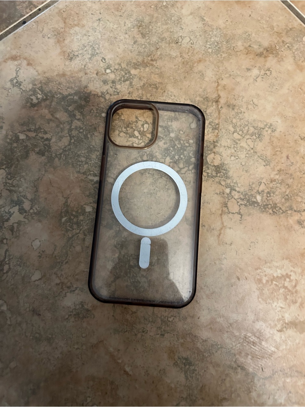 Clear MagSafe-Compatible Phone Case with Dark Brown Edge